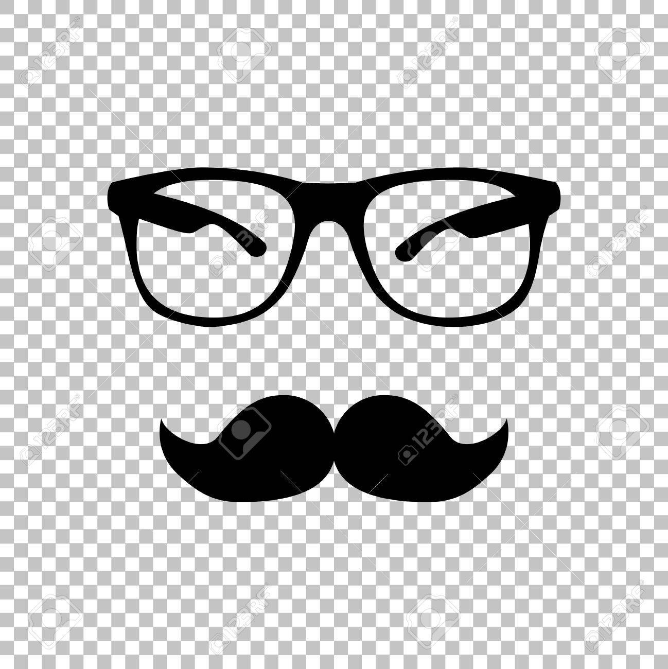 Mustache and Glasses sign. Flat style icon on transparent background.