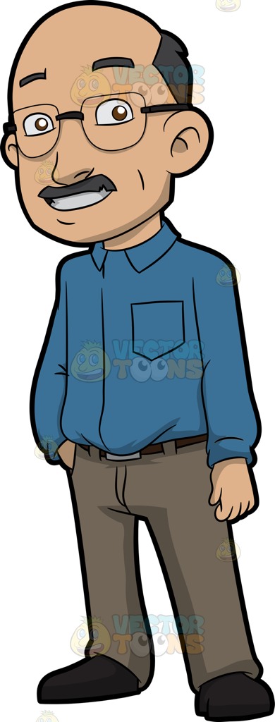 A Balding Man With Mustache Cartoon Clipart.