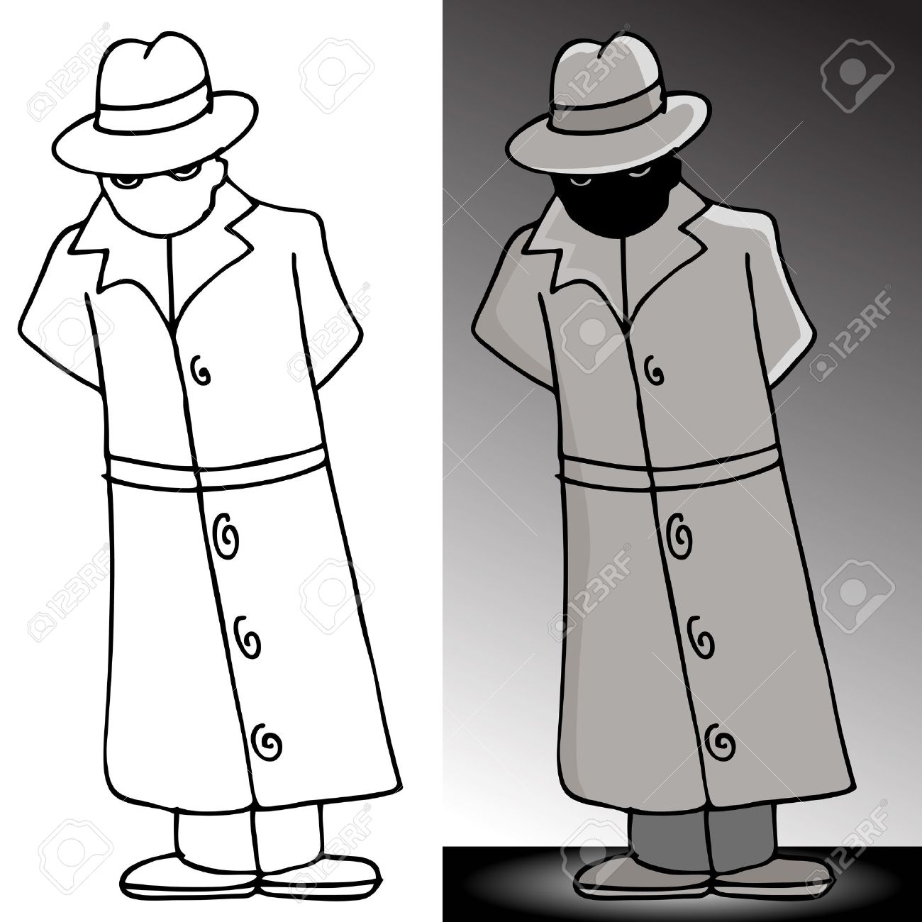 Spy Man Clipart Black And White.