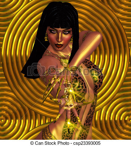 Stock Illustration of Mystic Woman in Leopard Print.