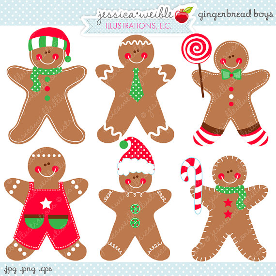 Gingerbread Boys Cute Digital Clipart.