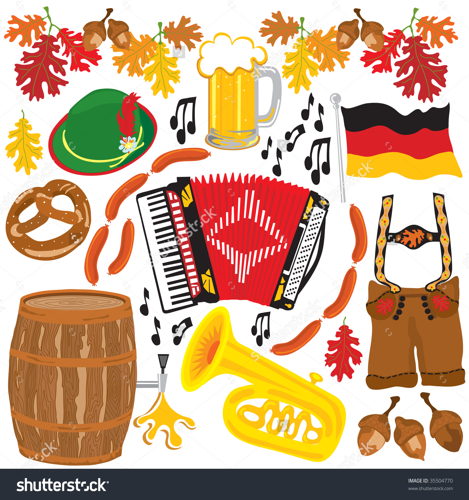 Oktoberfest Party Clipart Elements Isolated On Stock Vector.