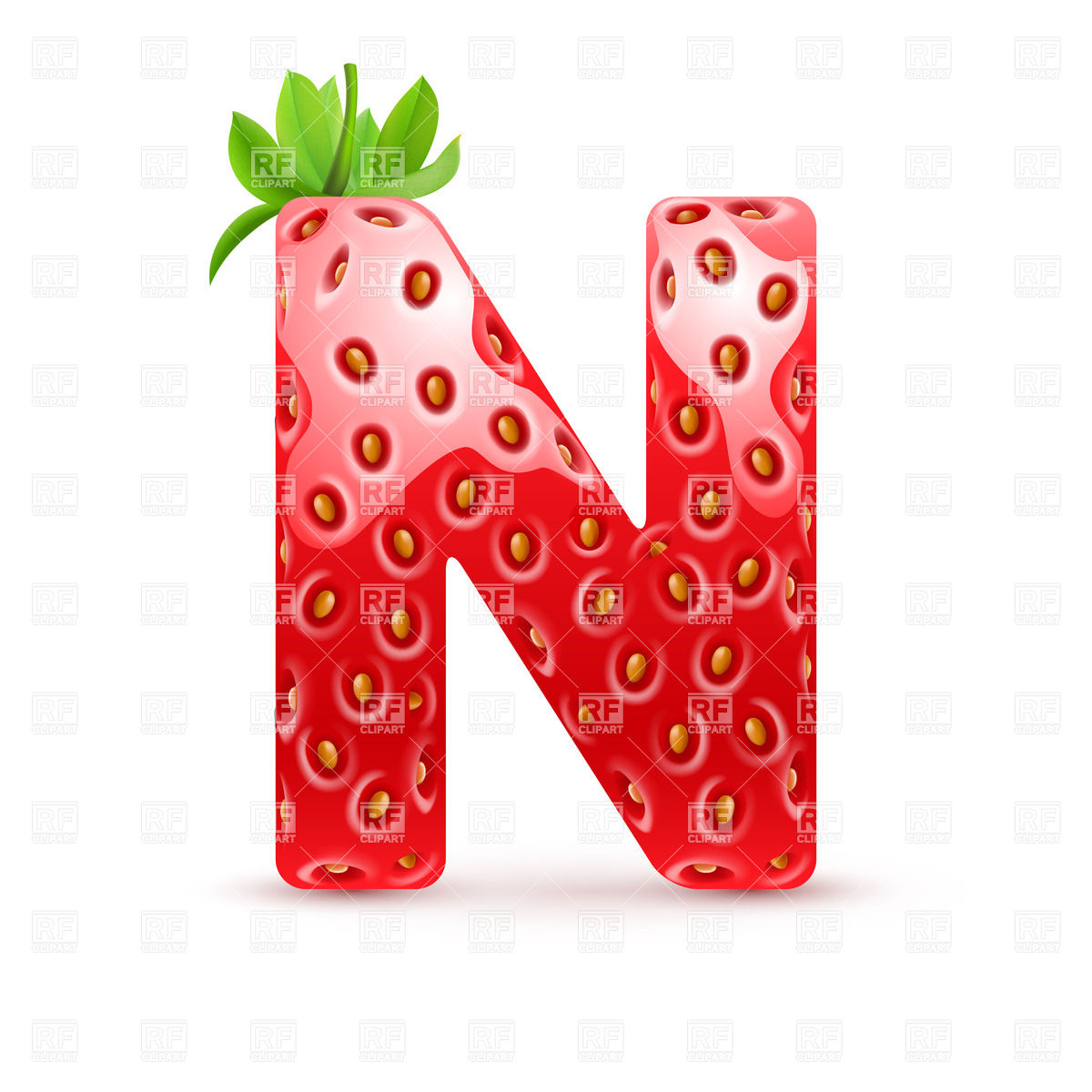 Strawberry style font, letter N Stock Vector Image.