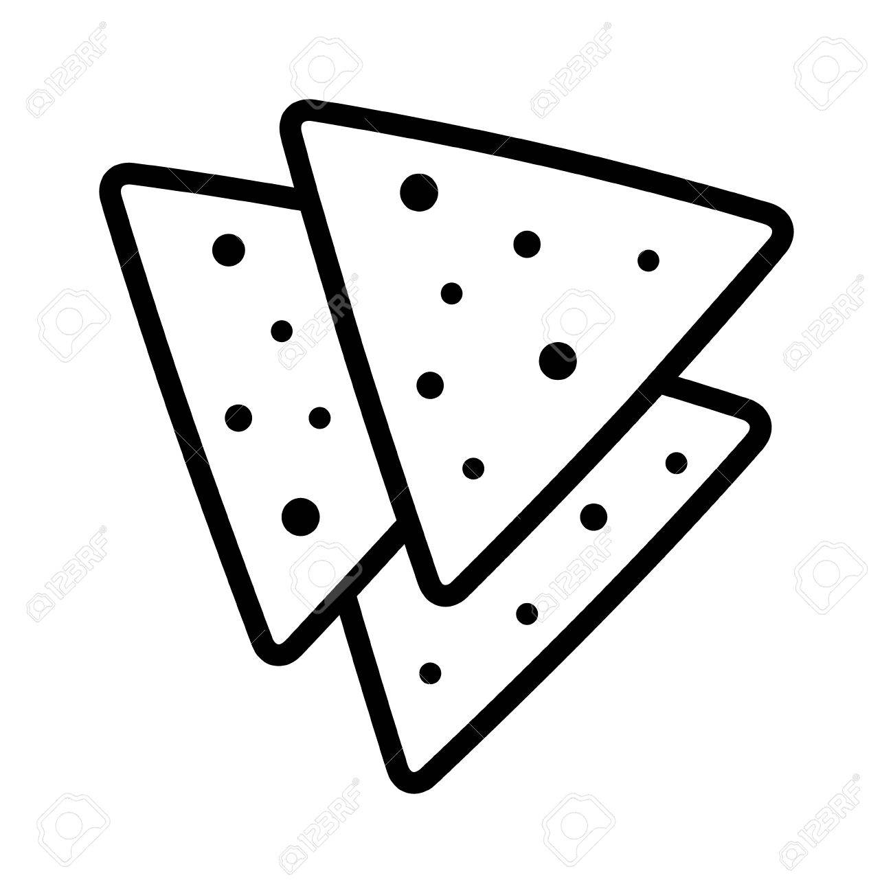 Tortilla chips or nachos tortillas line art icon for apps and...