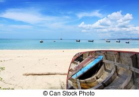 Pictures of Boat on the beach at Nai yang beach, Phuket Thailand.