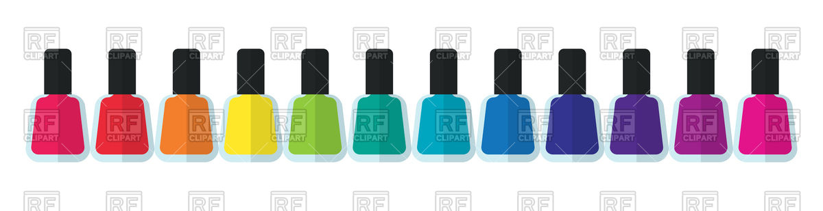 Bottles of nail polish in various colors Stock Vector Image.