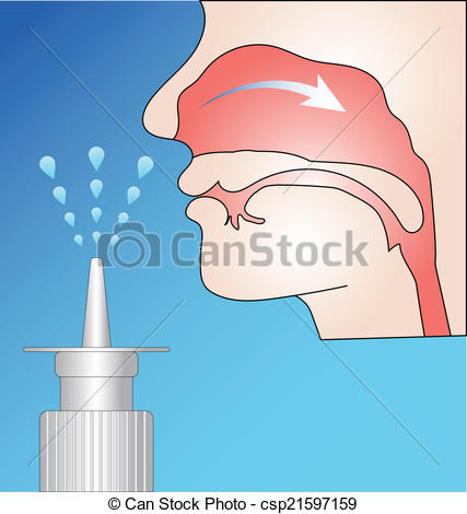 Clipart Vector of Pump nasal spray in action.