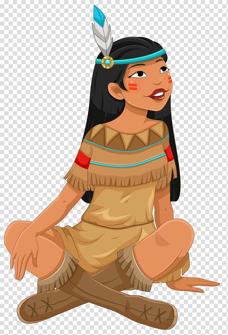 Animated female native American illustration, Native.