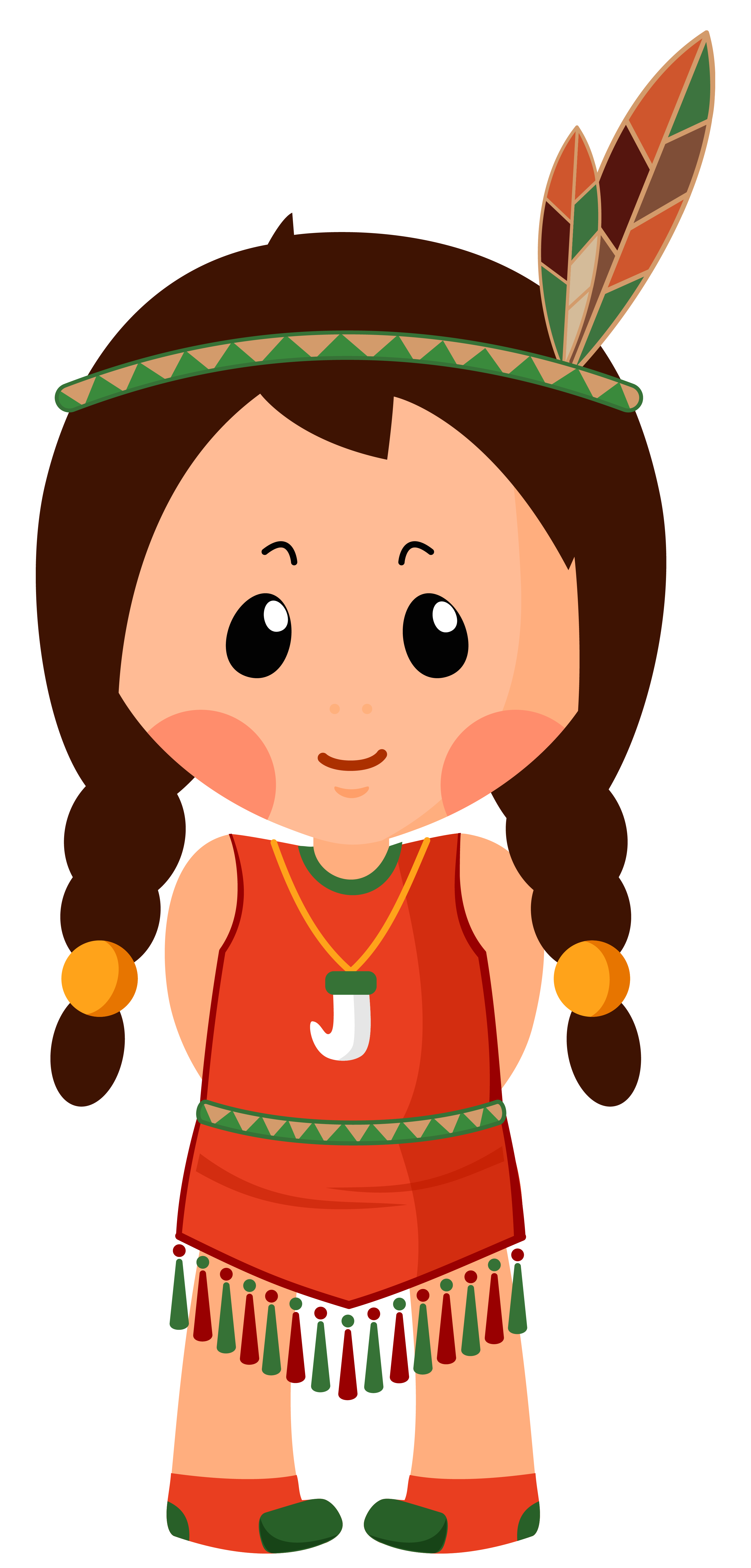 Native American Girl Clipar PNG Image.