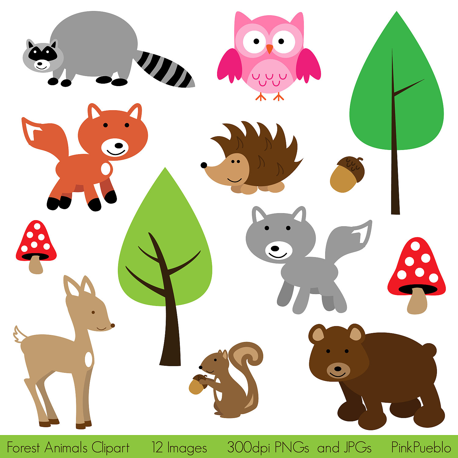 Woodland Animals clip art images, fox clip art, fox vector.