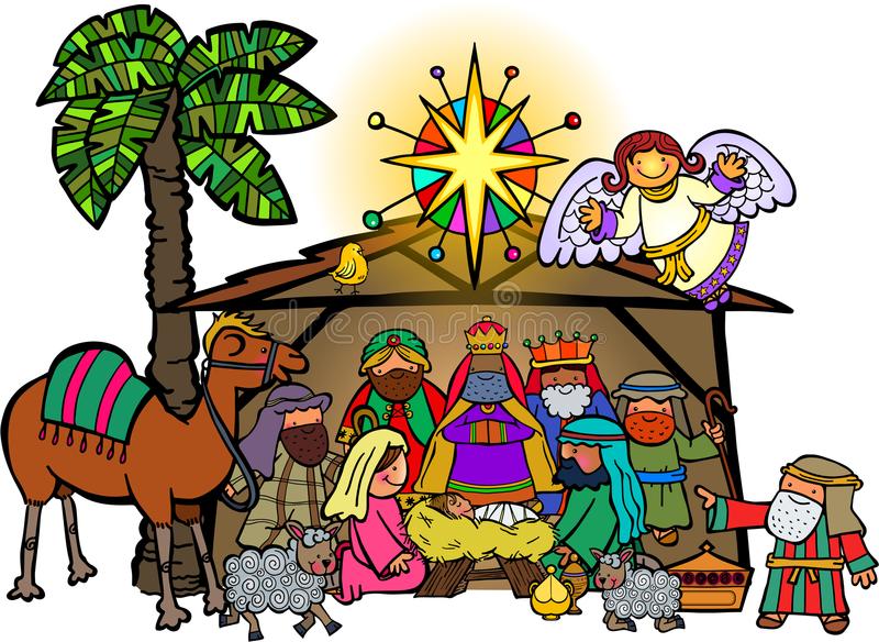 Cartoon Nativity Stock Illustrations.