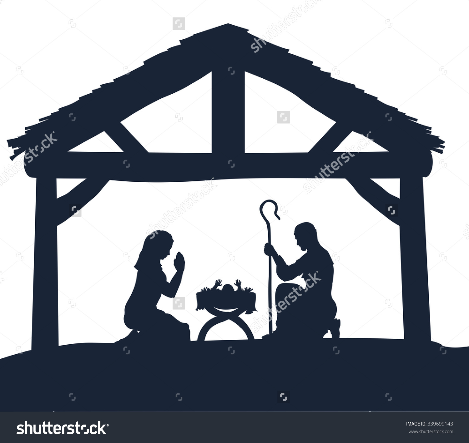 Traditional Christmas Nativity Scene Baby Jesus Stock Vector.
