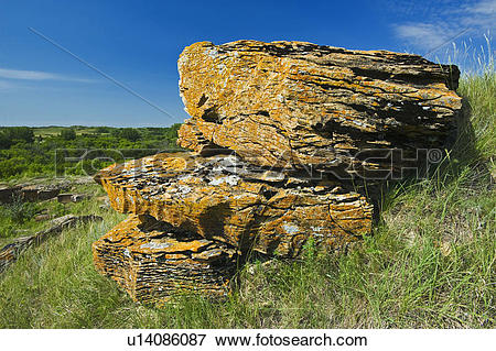 Picture of rock formations, Souris River Valley near Roche Percee.