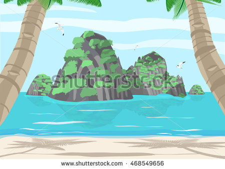 Rock Formation On Seaside Beach Typical Stock Vector 468549656.