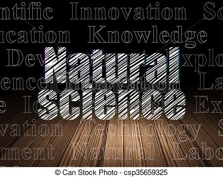 Clip Art of Science concept: Natural Science in grunge dark room.
