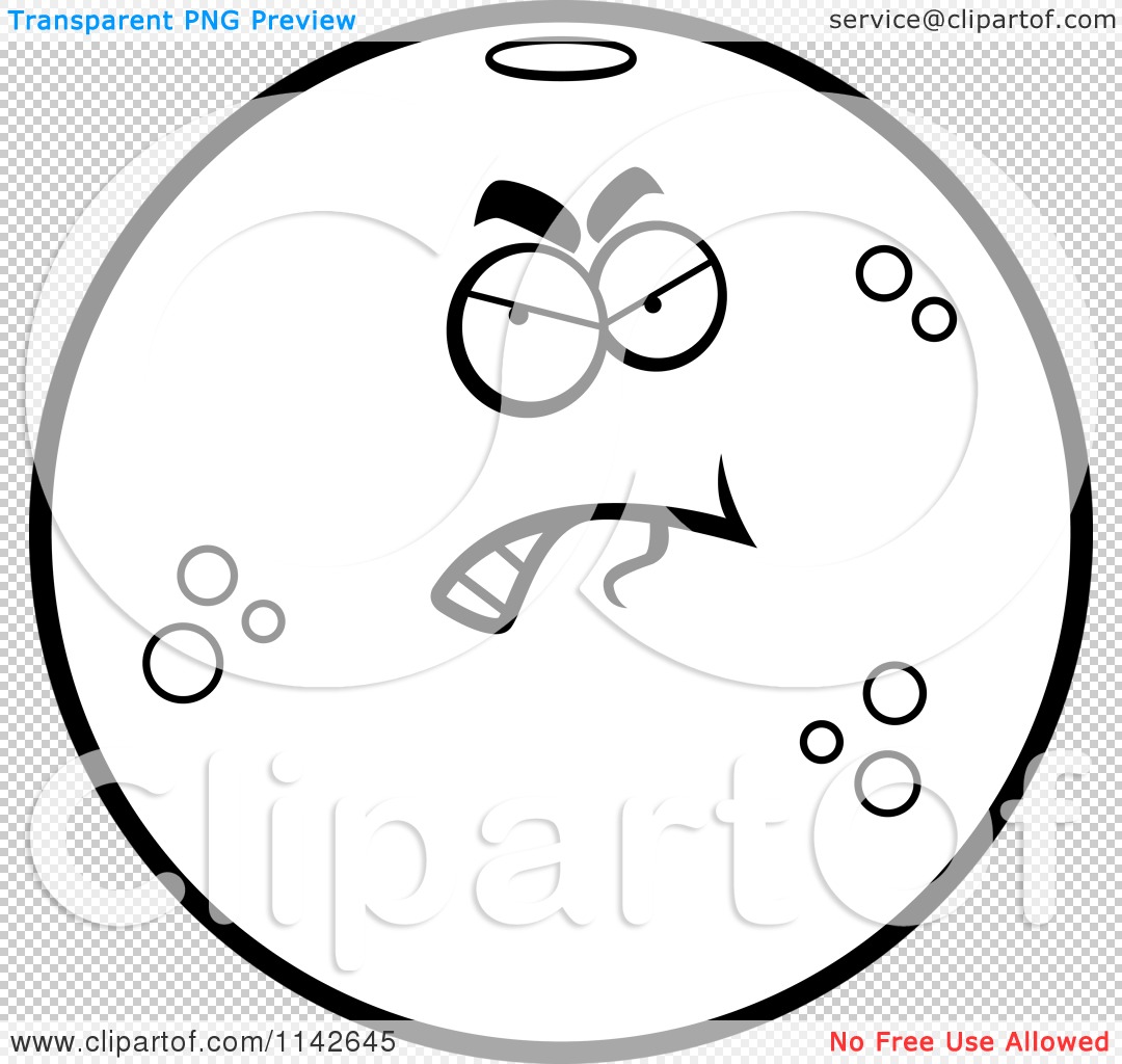 Cartoon Clipart Of A Black And White Angry Navel Orange Character.