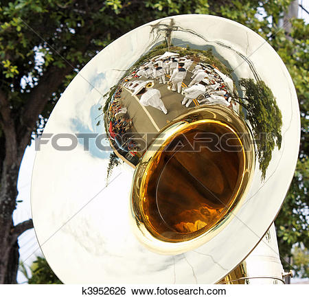 Stock Images of Navy Band reflected in tuba k3952626.