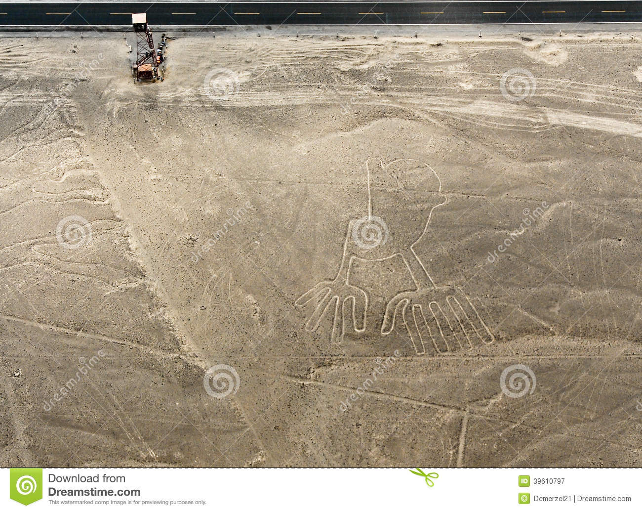 Nazca Lines Hands Stock Photo.