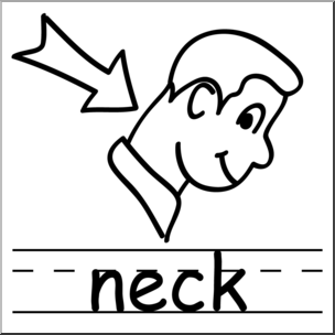 Clip Art: Basic Words: Neck B&W Labeled I abcteach.com.