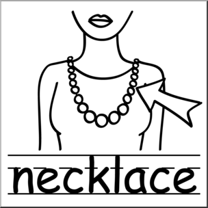 Clip Art: Basic Words: Necklace B&W Labeled I abcteach.com.
