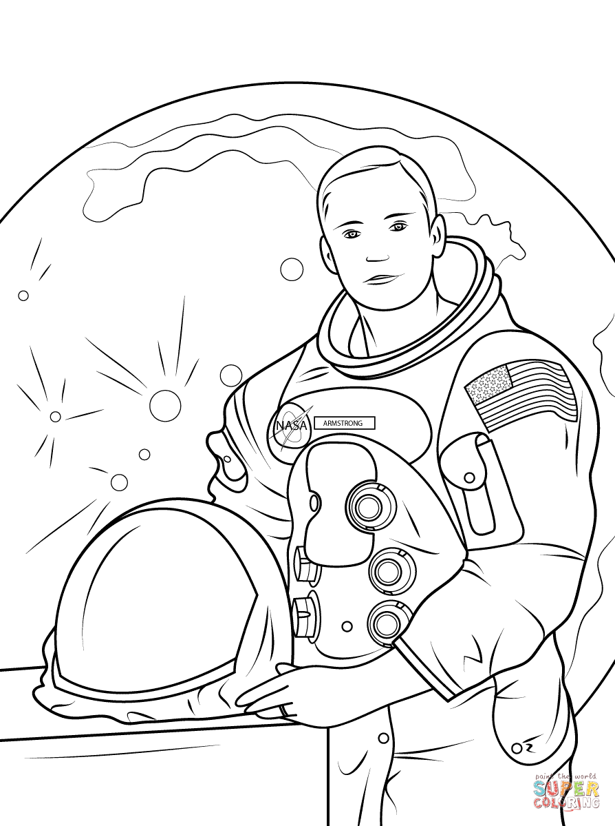 Neil Armstrong coloring page.