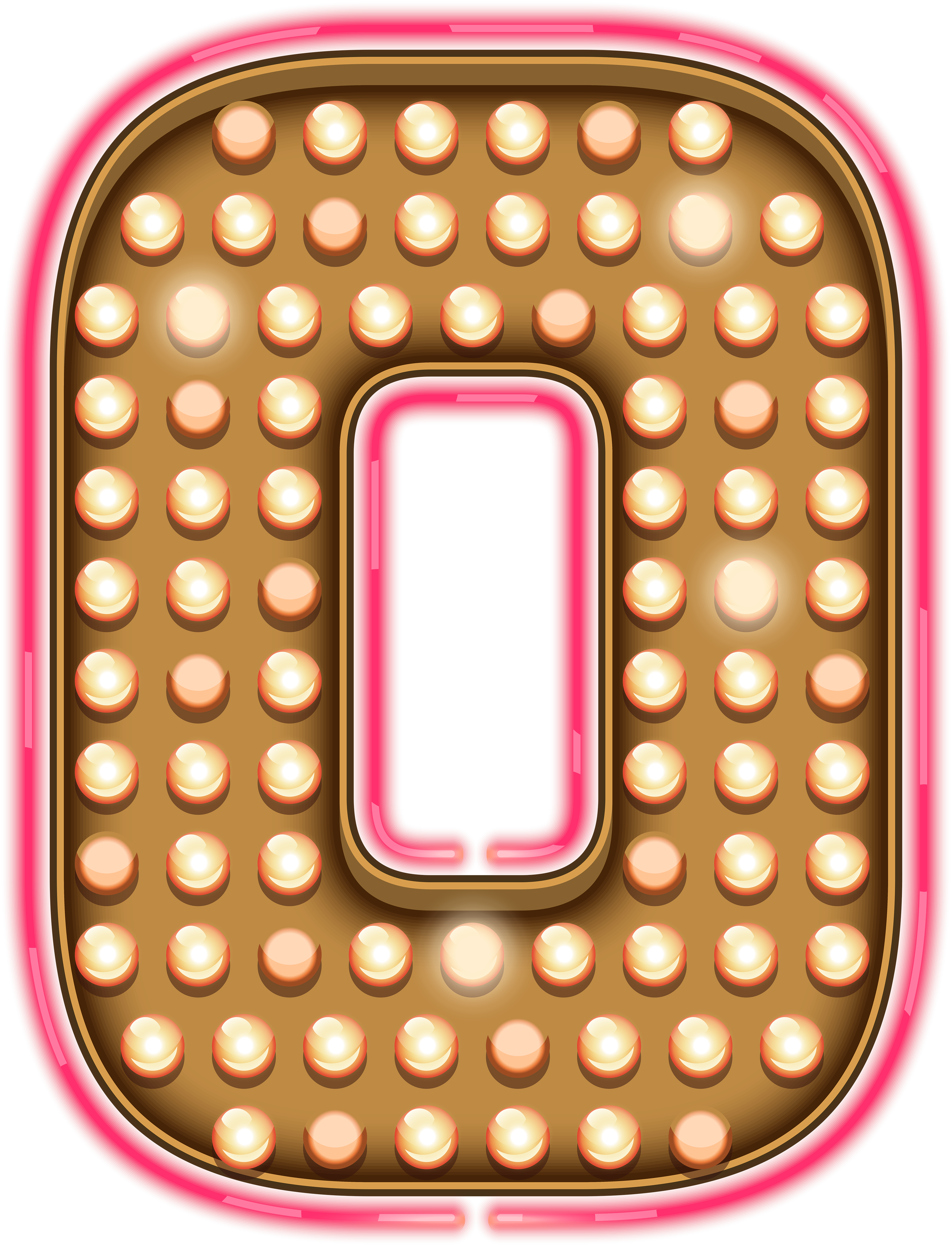 Number Zero Neon Lights Transparent PNG Clip Art Image.