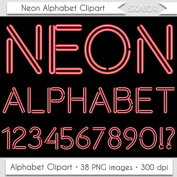 Neon Alphabet Clipart Red Christmas Alphabet Clip Art Letters.