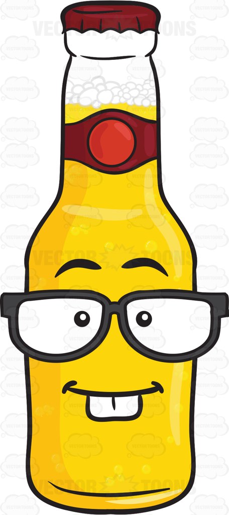 Nerd Looking Bottle Of Beer With Eye Glasses Emoji.