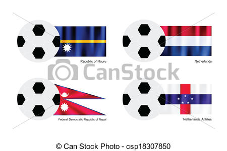 Clipart Vector of Soccer Ball with Nauru, Netherlands, Nepal and.