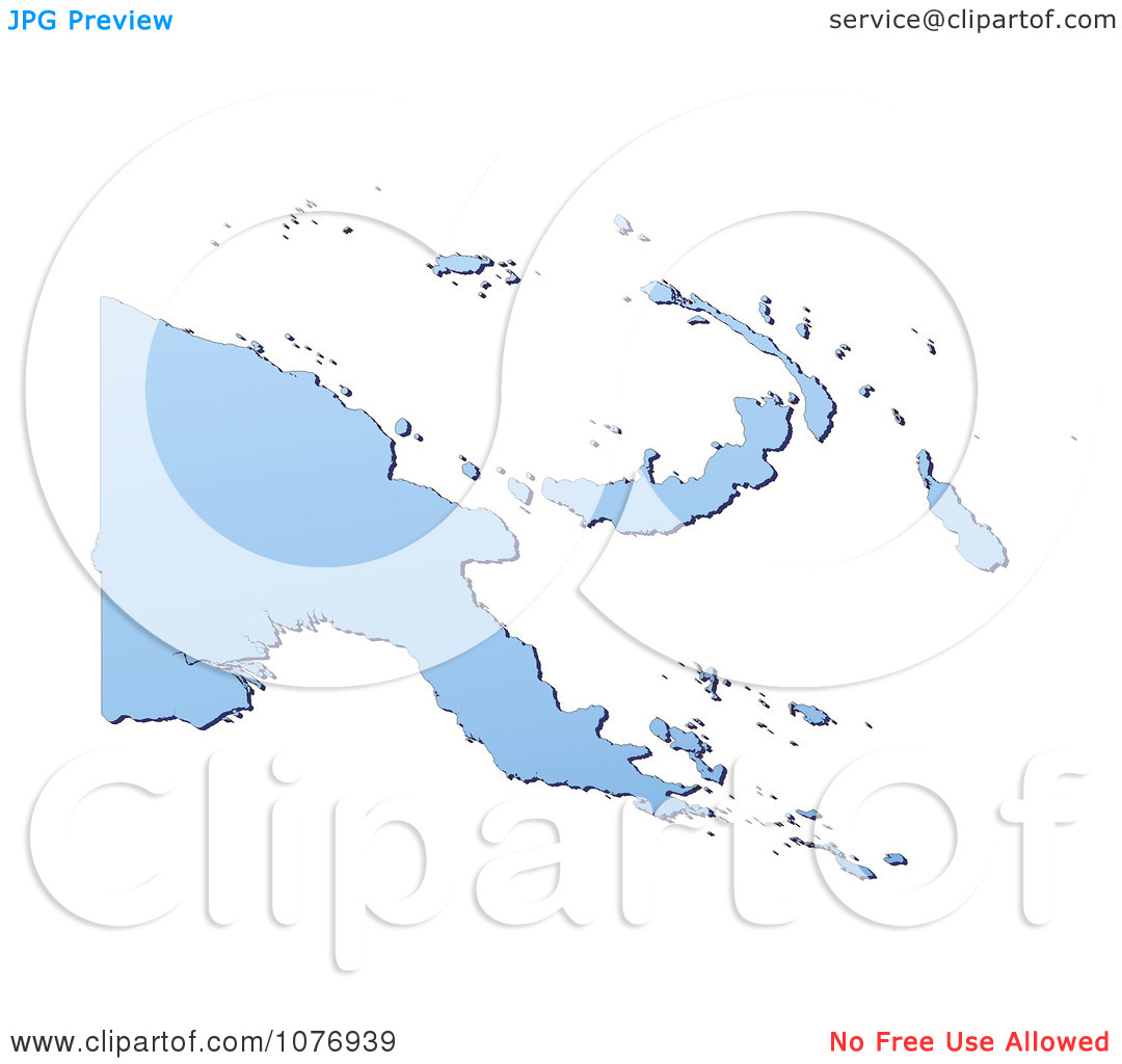 Clipart Gradient Blue Papua New Guinea Mercator Projection Map.