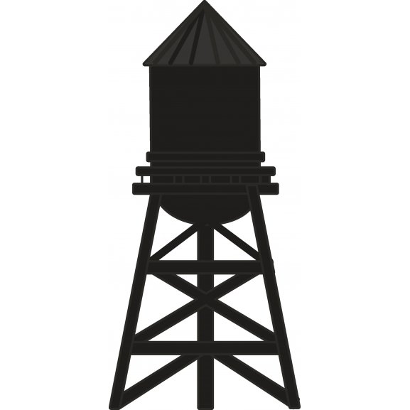 Silhouette round water tower clipart.