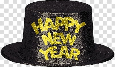 Happy New Year , black party hat with happy new year print.