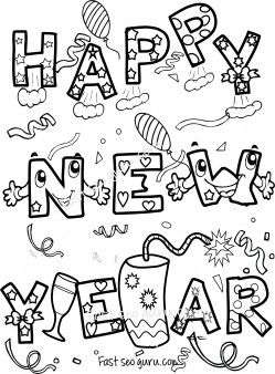 Free Happy new year coloring sheets for kids.printable Happy.