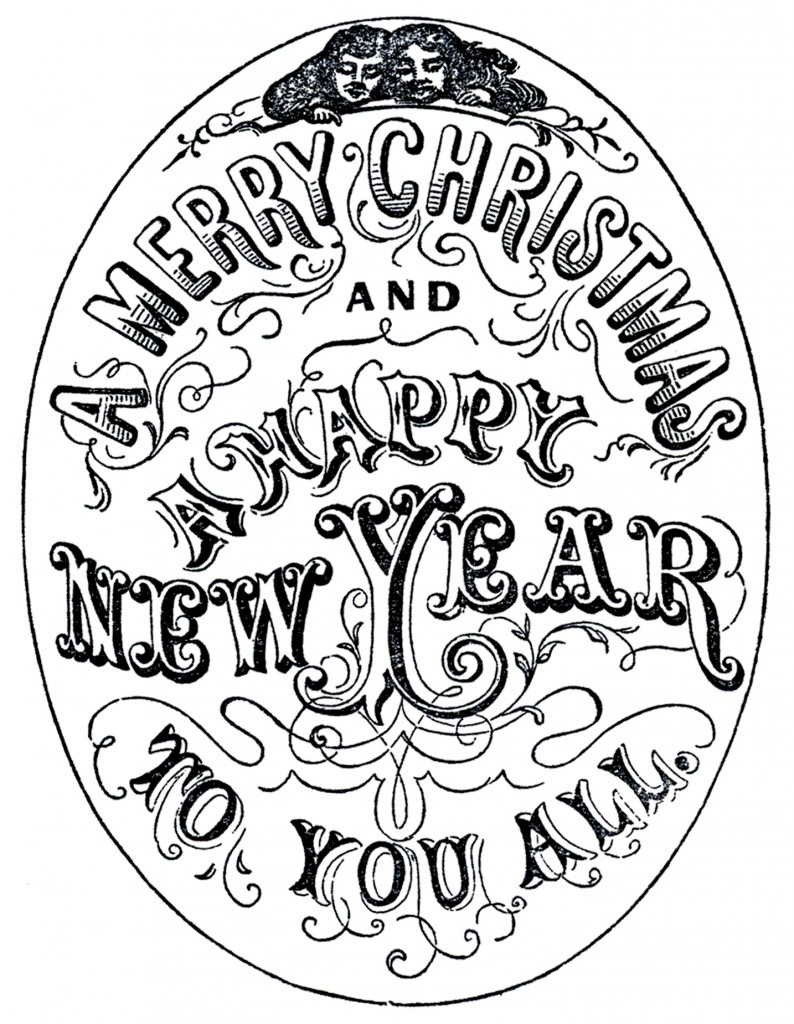 10 Black and White New Year Clipart.