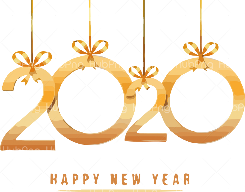 happy new year 2020 png gold Transparent Background Image.