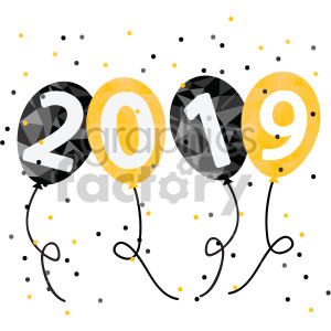 2019 new years eve party balloons vector art clipart. Royalty.