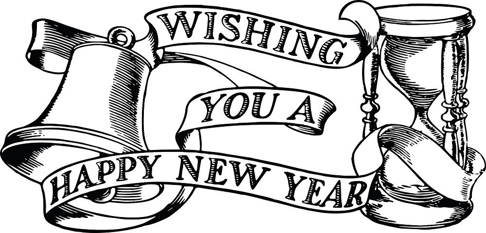 Happy New Year 2019 Clipart Black and White #HappyNewYear.