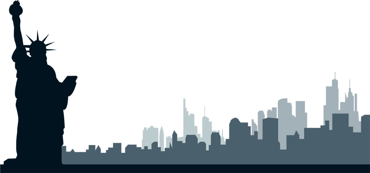 Clip Art Of the New York City Skyline With Statue Of Liberty.