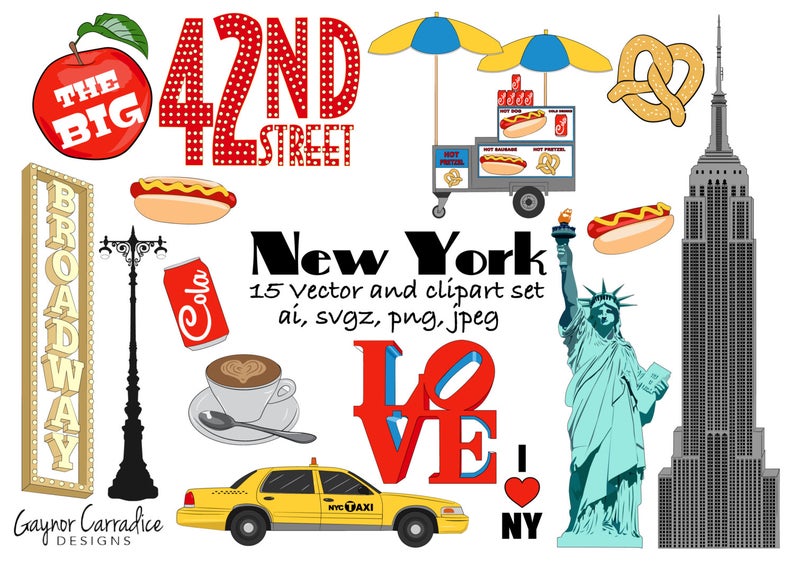 New York clipart NY clip art City graphics big apple vectors planner  clipart travel planner stickers commercial use America pngs icons.