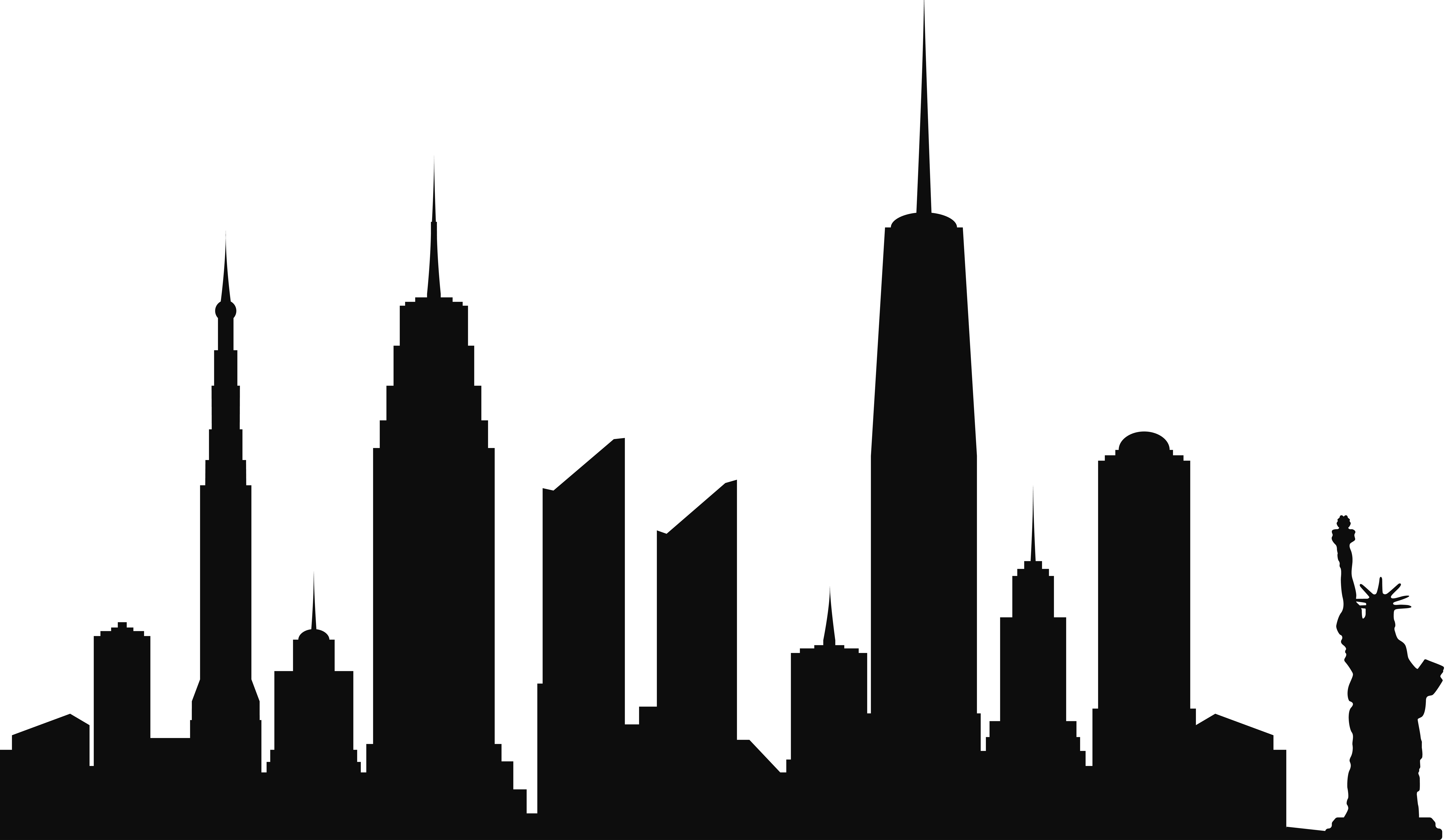 New York City Skyline Silhouette PNG Clip Art.