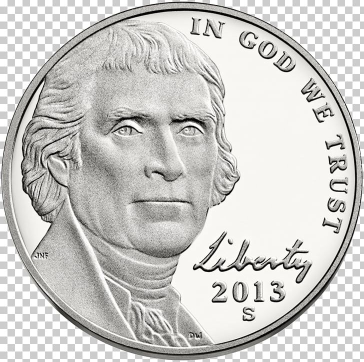 Monticello Philadelphia Mint Jefferson Nickel Coin PNG.