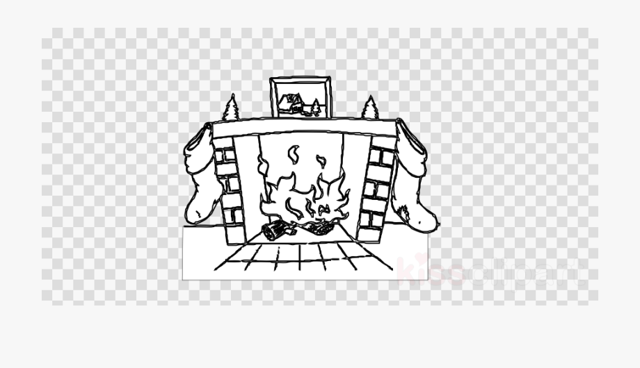 Fire Clipart Black And White Fireplace Vector.