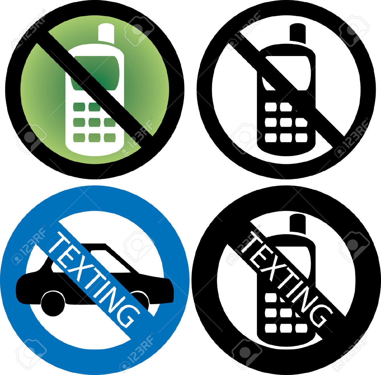 No texting while driving clipart.