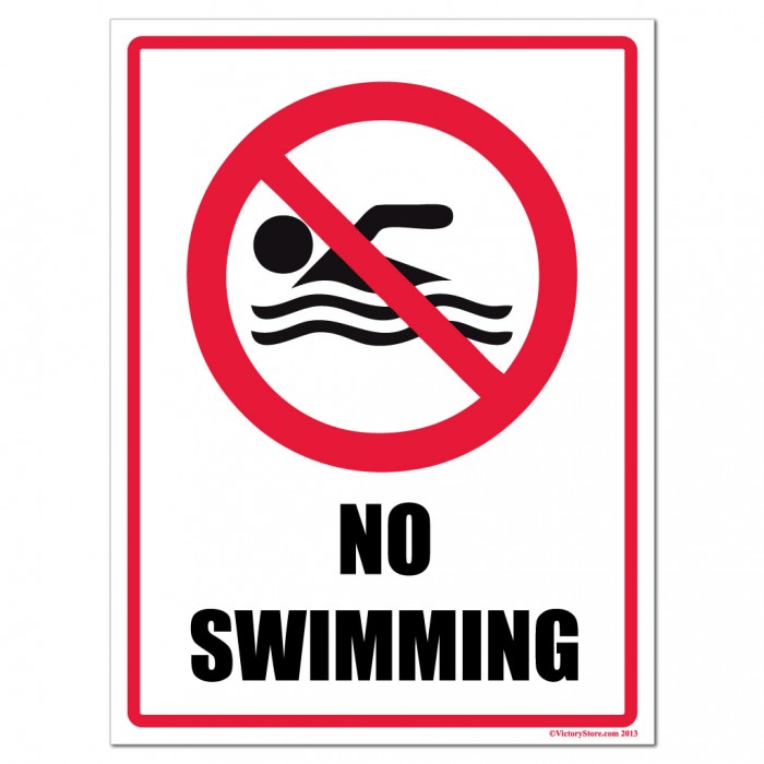 No Swimming Sign or Sticker.