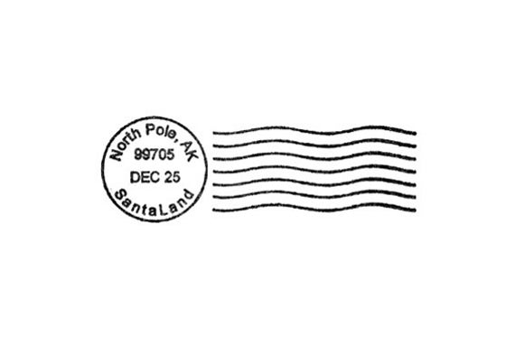 North Pole Santa Postmark for Christmas Rubber Stamp Postal Cancellation.
