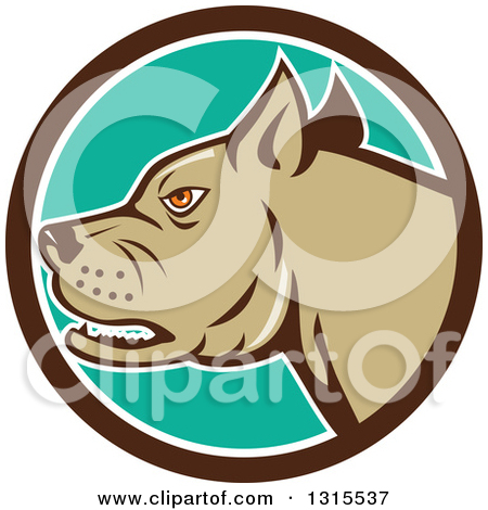 Clipart of a Cartoon Pitbull Guard Dog in a Red Black White and.