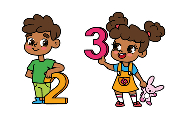 Kids With Numbers Clipart.