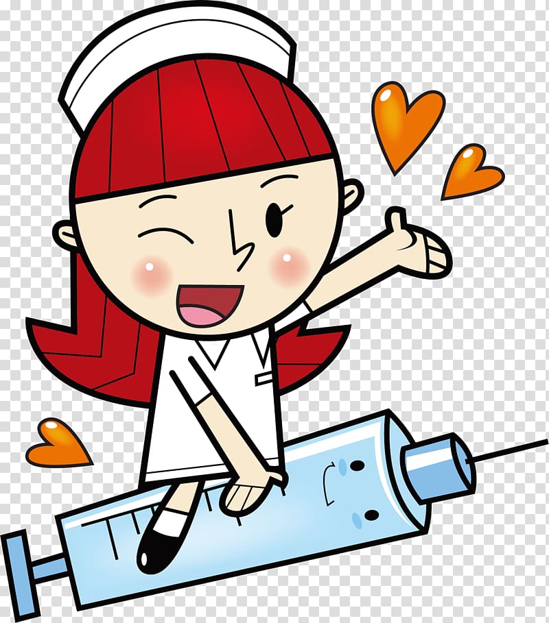 Nurse riding on syringe illustration, Cartoon Nurse Nursing.