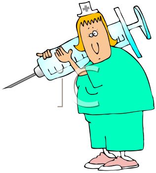 Nurse with needle clipart.