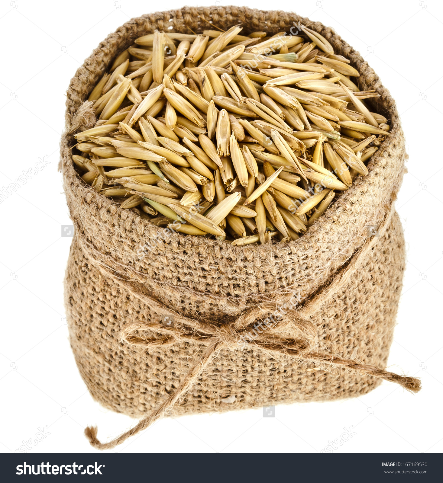 Oat Seed Grain Burlap Sack Bag Stock Photo 167169530.